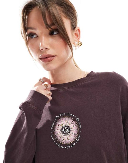 Cotton On long sleeve snake graphic t-shirt in dark oak - Image 3