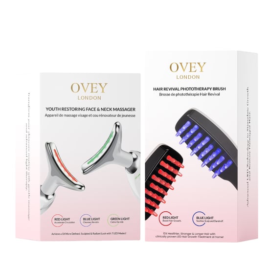 YOUTH RESTORING FACE AND NECK MASSAGER + HAIR REVIVAL PHOTOTHERAPY BRUSH - Image 1