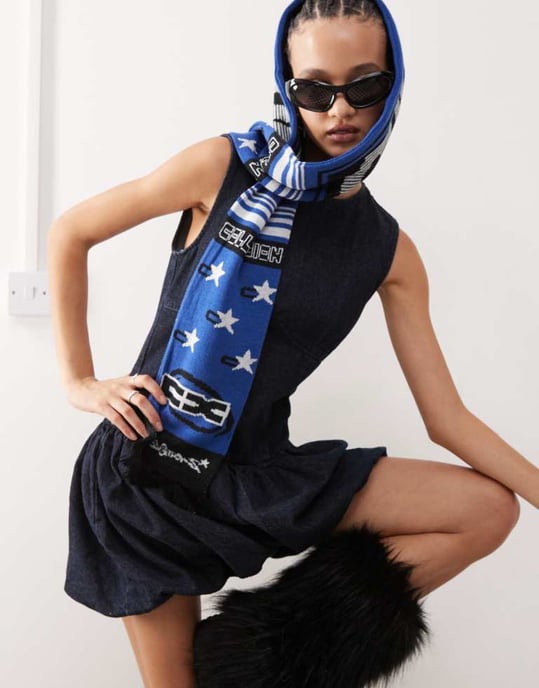 COLLUSION denim puffball dress in indigo wash - Image 3
