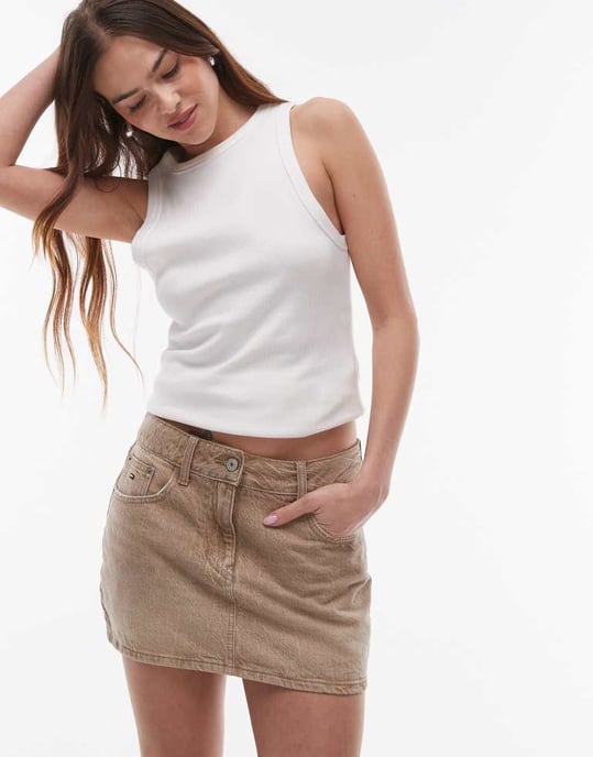 Tommy Jeans denim micro mini skirt in brown wash - Image 3