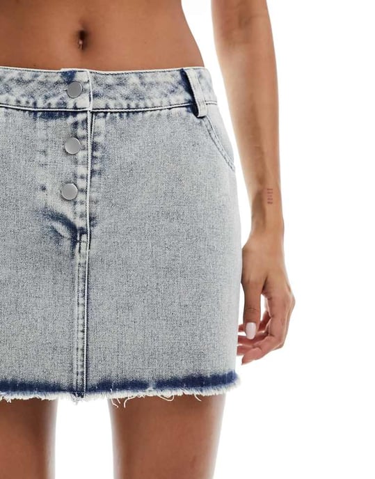 Missyempire denim mini skirt co-ord in bleach wash - Image 2
