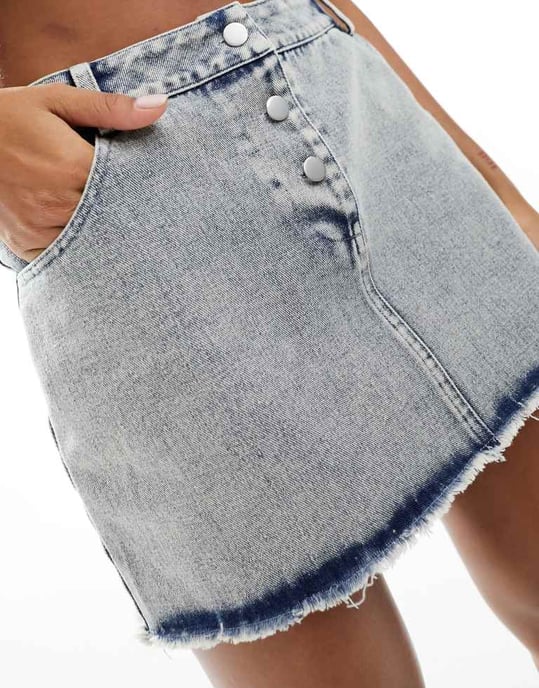 Missyempire denim mini skirt co-ord in bleach wash - Image 4