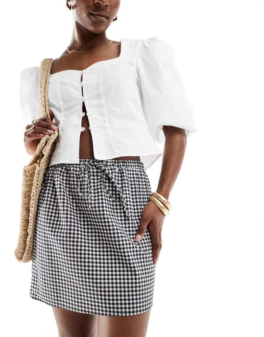 ASOS DESIGN rutigt minikjol - Image 1