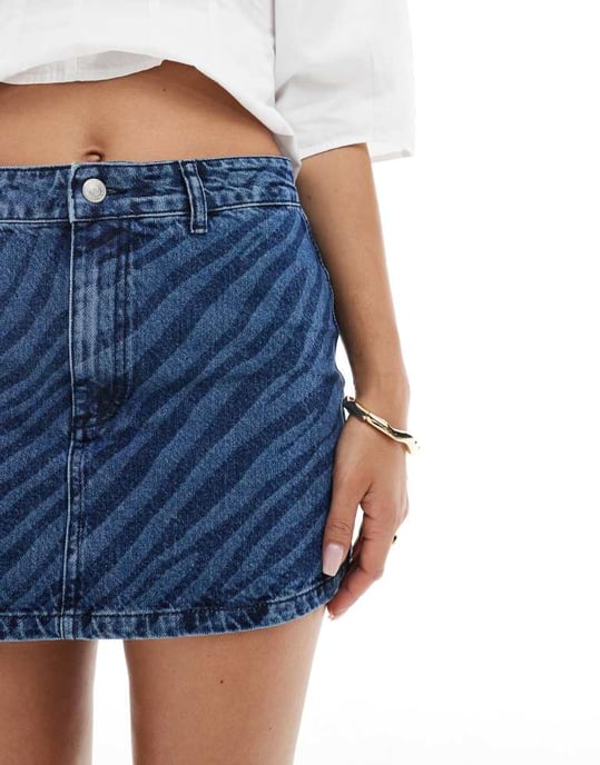 ASOS DESIGN denim mini skirt with zebra laser - Image 3