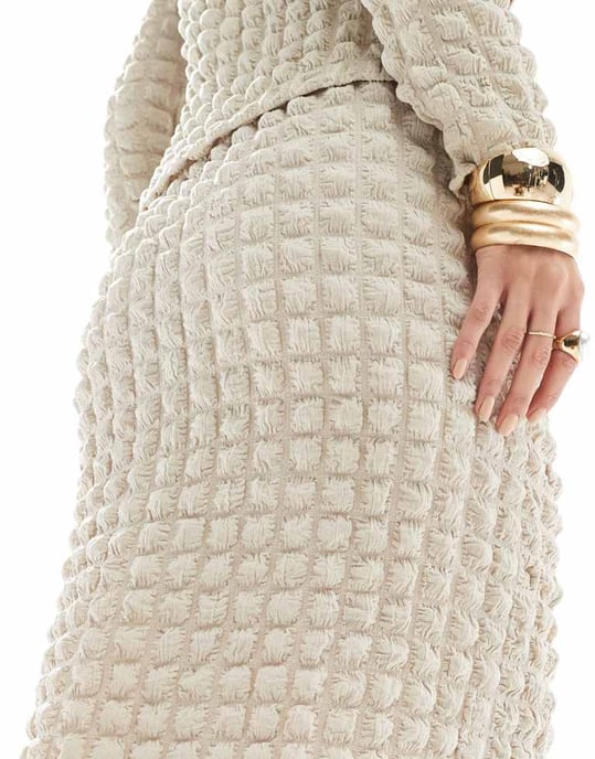 Vero Moda texturerad midijurkekoord i beige - Image 2