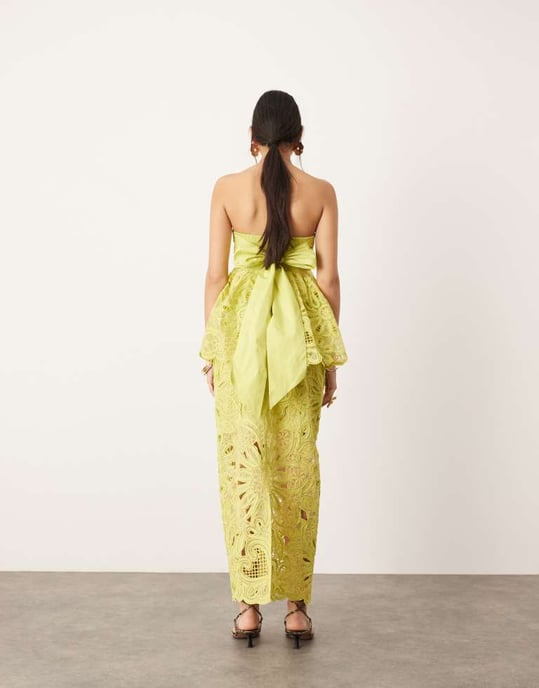 ASOS EDITION blommig cornelli kolumn midi kjol koord i lime - Image 4