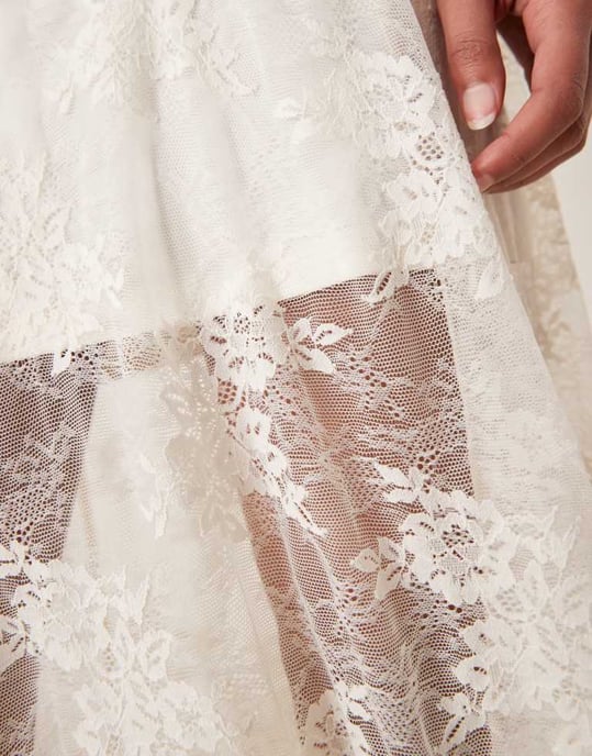 Abercrombie & Fitch lace detail flowy maxi skirt in white - Image 2
