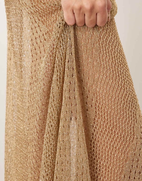 ARRANGE metallic knitted sheer sweeping maxi skirt in gold - Image 3