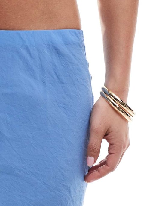 ASOS DESIGN mjuk touch sned maxikjol i blått - Image 2