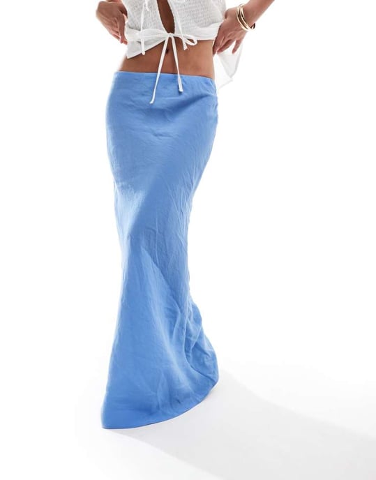 ASOS DESIGN mjuk touch sned maxikjol i blått - Image 4