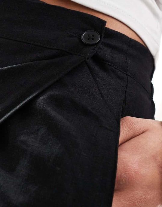 Vero Moda Aware linne inslag maxi kjol i svart - Image 3