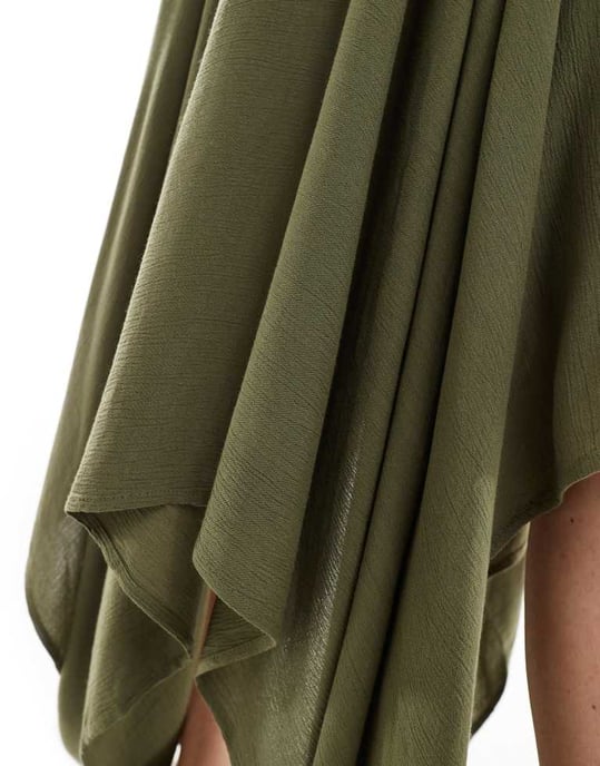 Miss Selfridge cheesecloth näsduk nederdel maxi kjol i khaki - Image 4
