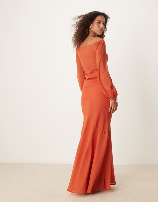 ASOS DESIGN chiffon maxi skirt co-ord in red - Image 4