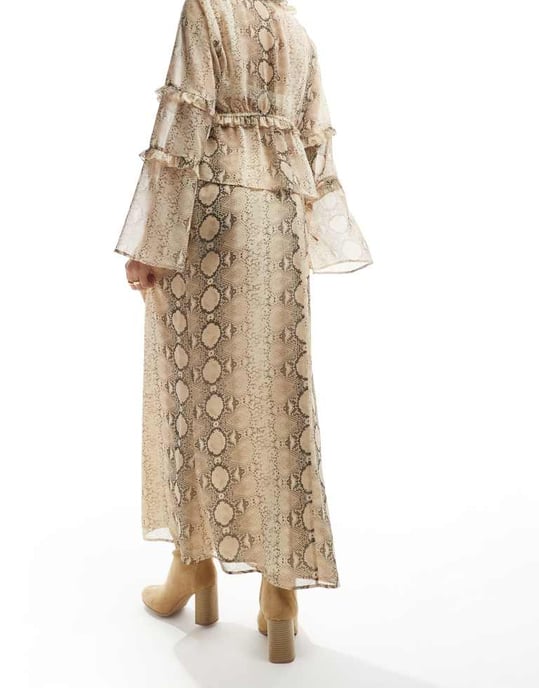 ASOS DESIGN chiffong maxikjol i ormtryck - Image 2