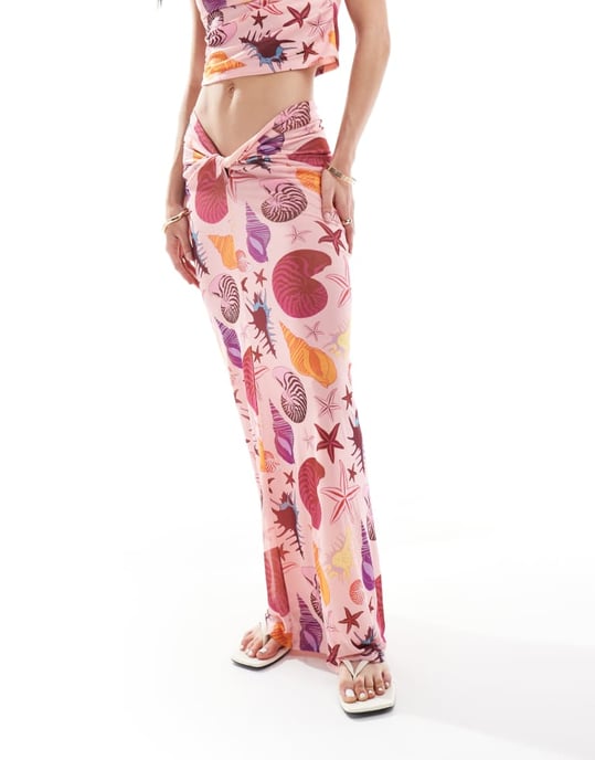 Vero Moda mesh maximidkjol i rosa skaltryck - Image 2