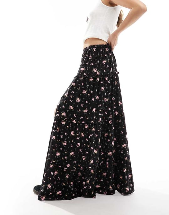 Miss Selfridge flerskikts maxi kjol i blommönster - Image 3