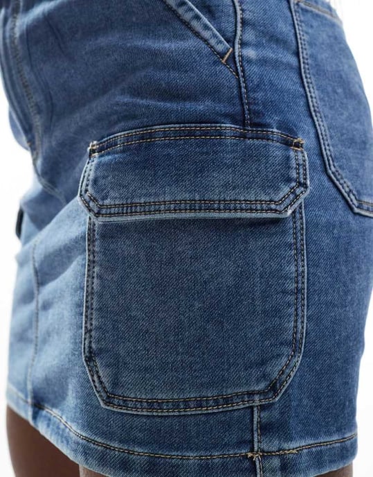 ONLY mini cargoskirt i medelblå tvätt - Image 4