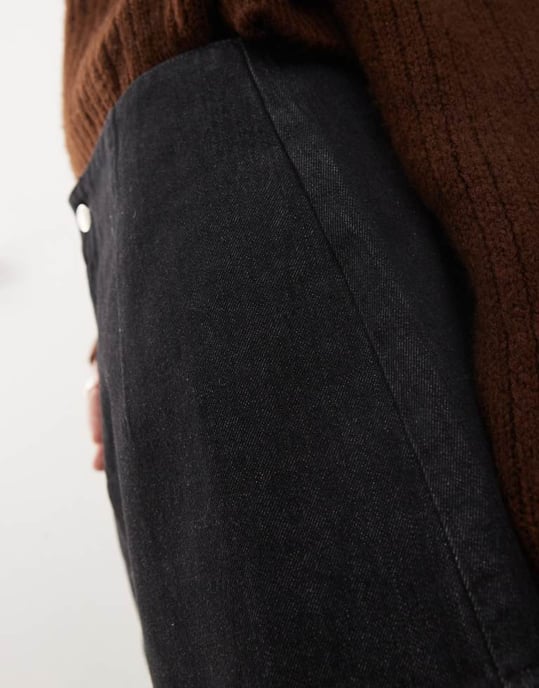 ASOS DESIGN denimkjol med ren midjeband och volang i tvättad svart - Image 4