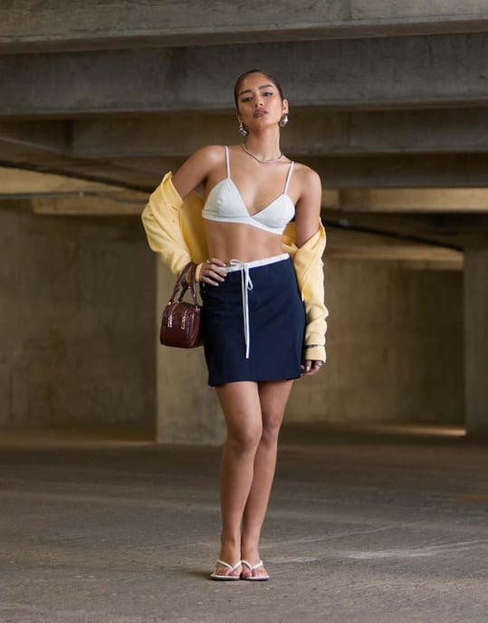 ASOS DESIGN dubbel midjeband kjol co-ord i flera färger - Image 1