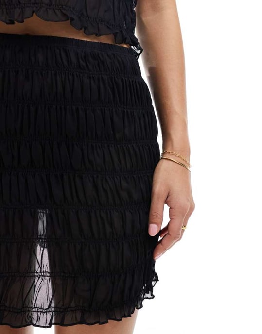 ASOS DESIGN nätvevad kjol i svart - Image 3