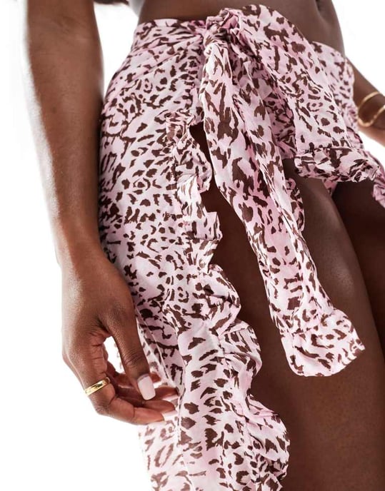 Vero Moda salladskant graduerad sarongkjol i pastell-lila leopardtryck - Image 4