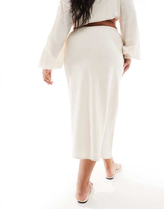 In The Style Plus linne-look midaxi kjol med dragsko i sten - Image 2