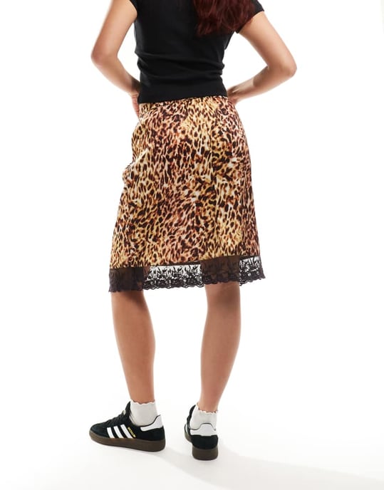 Återvunnen vintage underklänning i leopardmönster - Image 3