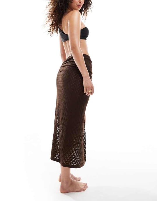 In The Style exklusiv virkad sarong i choklad - Image 3
