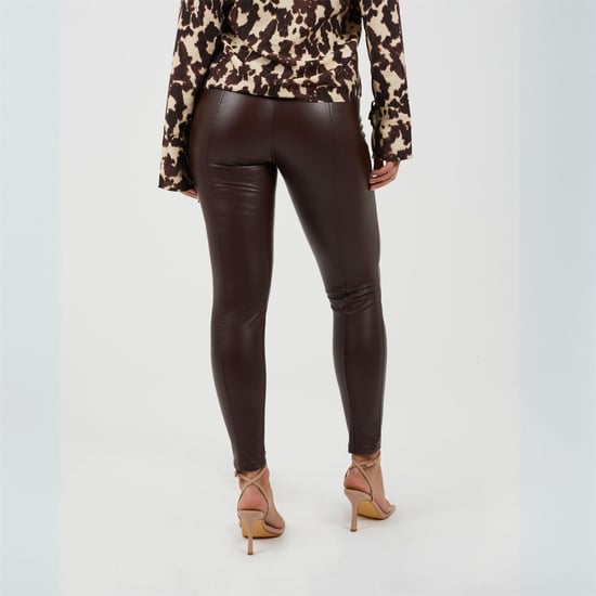 Women's Brave Soul Faux leather Trousers in Dark Chocolate - Image 2