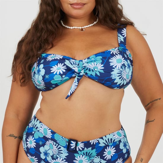 Women's Brave Soul Size Bikini Top with Retro Floral Print in Blue Retro - Image 1