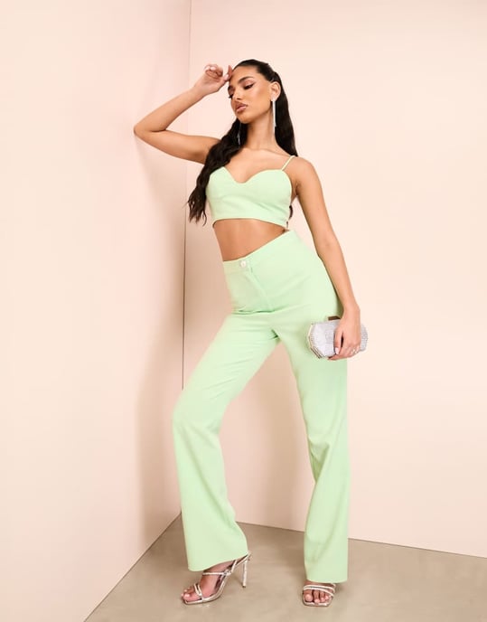ASOS LUXE co-ord skräddarsydd bralette i grön - Image 3
