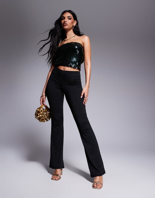 ASOS DESIGN co-ord paljett bandeau topp i skoggrön - Image 2