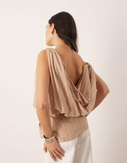 ASOS EDITION draperad struktur off shoulder korsett topp i stenskärmsprint - Image 3
