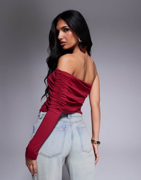 ASOS DESIGN enaxlad bardot-topp i bärsjö - Image 3