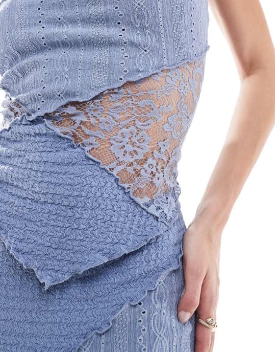 Miss Selfridge blandad textur bandeau i denimblå - Image 2