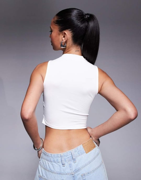 ASOS DESIGN linne med framtida rynkor i vitt - Image 3