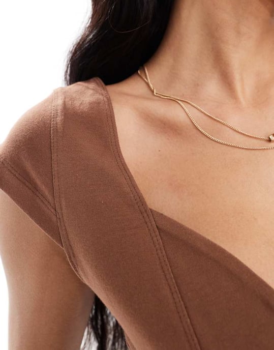ASOS DESIGN sweetheart-top i khaki - Image 2