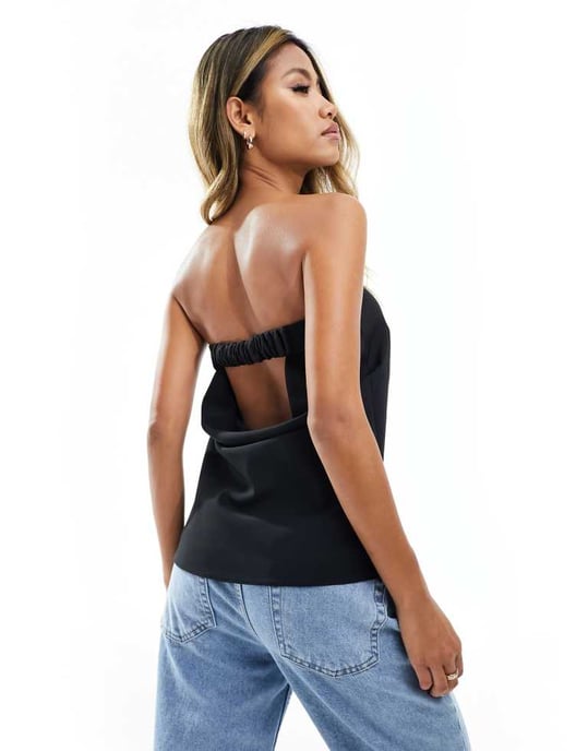 ASOS DESIGN bandeau-väst med knappar i svart - Image 2