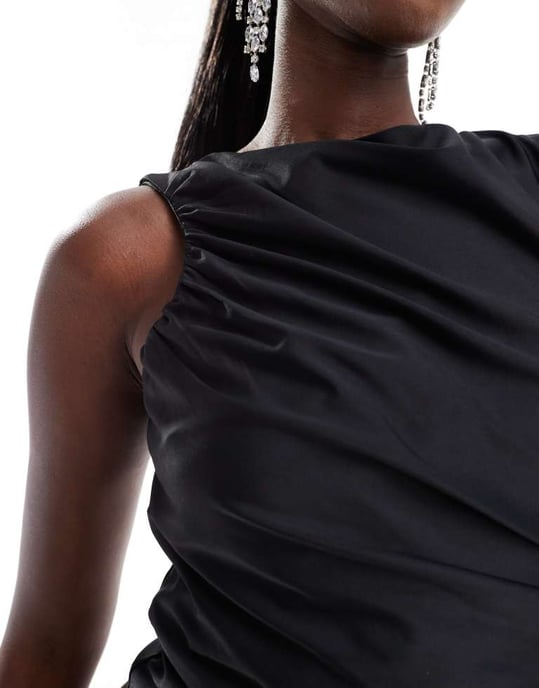 ASOS DESIGN koord wrap midja tanktopp i svart - Image 4