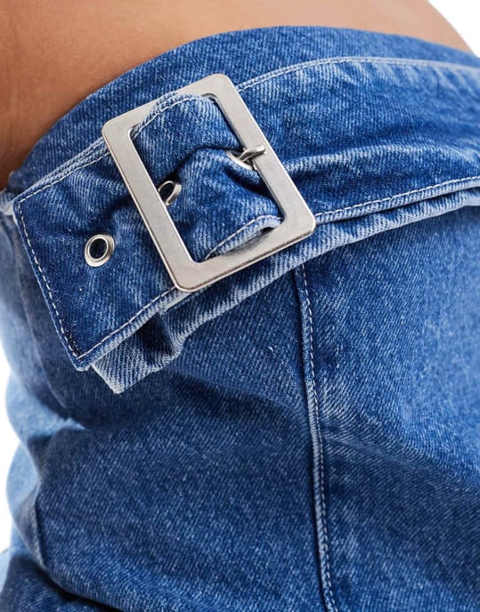 ASOS DESIGN denim spänne topp i blektverket - Image 2