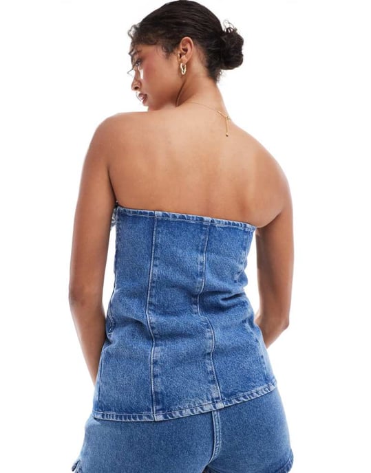 ASOS DESIGN denim spänne topp i blektverket - Image 3