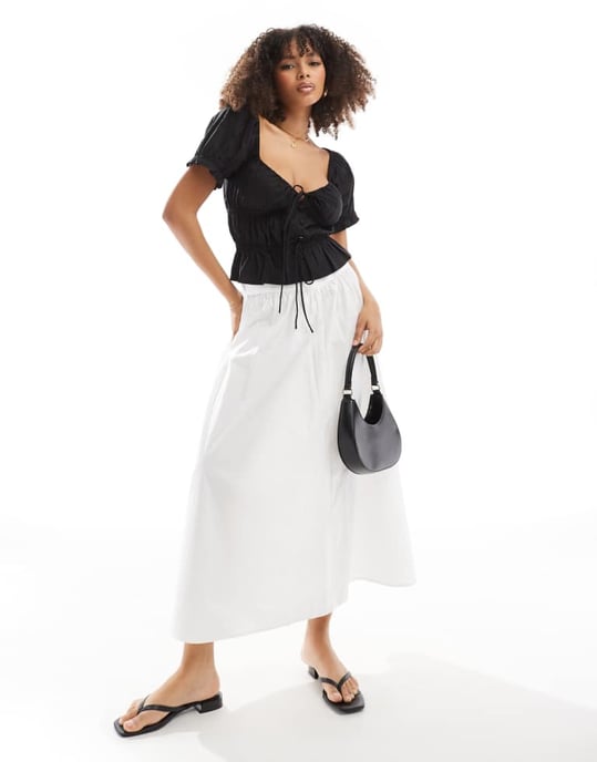 ASOS DESIGN puffärmad topp i svart - Image 2