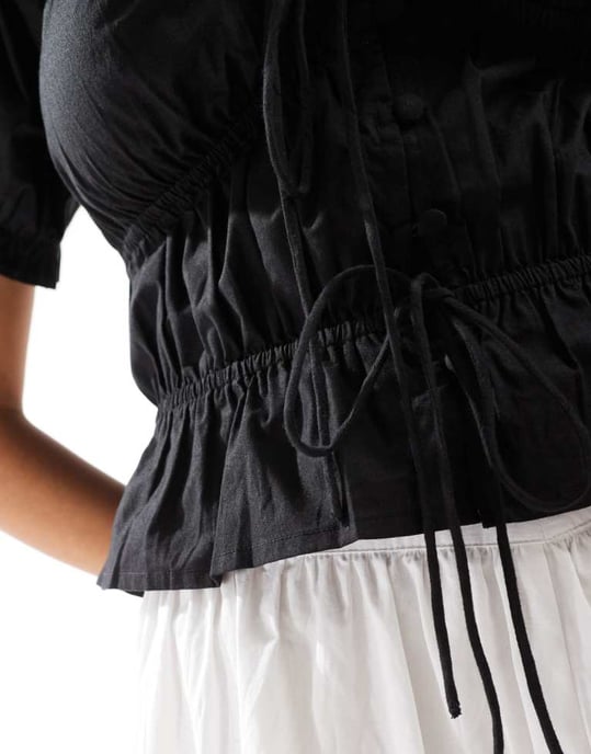 ASOS DESIGN puffärmad topp i svart - Image 3