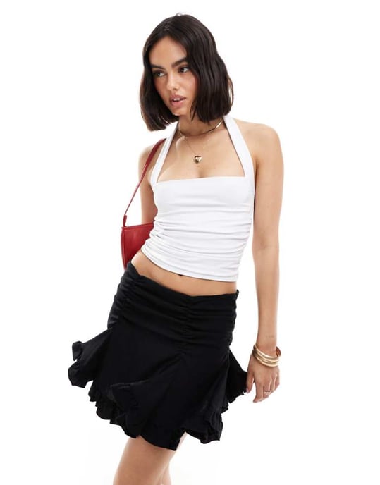 ASOS DESIGN slinky halterneck-top i elfenben - Image 1