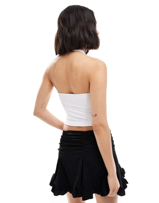 ASOS DESIGN slinky halterneck-top i elfenben - Image 2