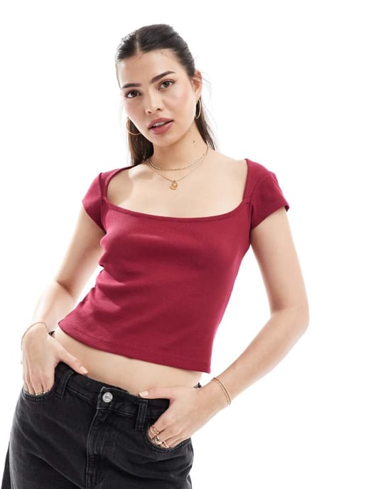 ASOS DESIGN söt topp i röd - Image 1