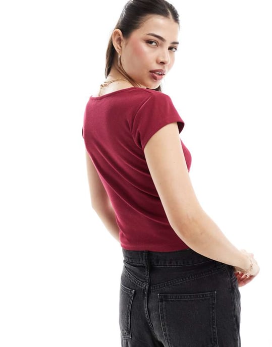 ASOS DESIGN söt topp i röd - Image 2