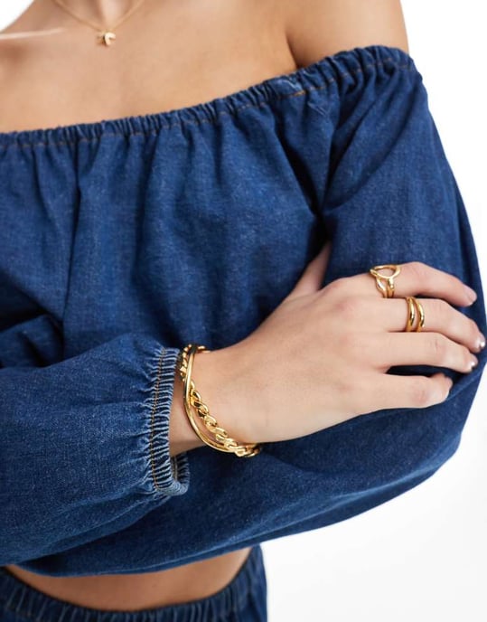 ASOS DESIGN denim prairiekort topp i blått - Image 3