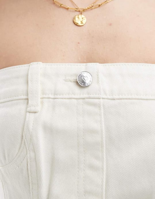 Miss Selfridge denim korsettopp i ecru - Image 3
