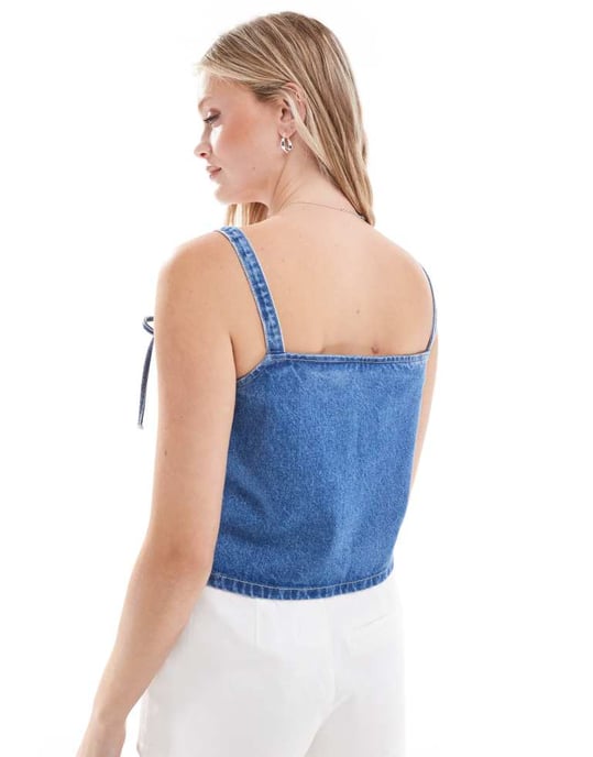 ASOS DESIGN denim rosettremstopp i ljusblått - Image 3